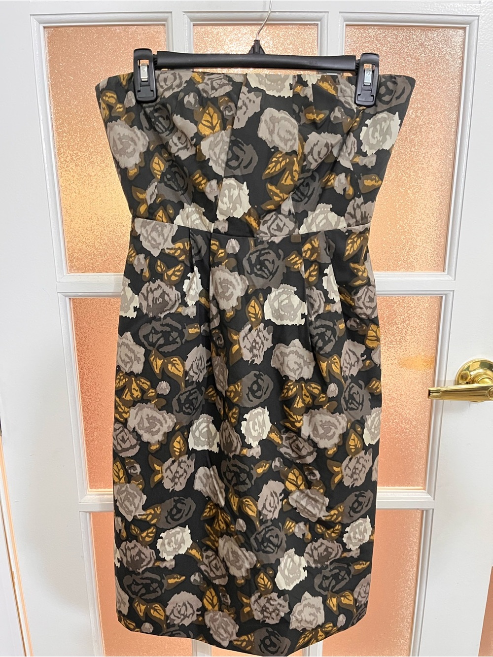 J.Crew Strapless Floral Dress Size 2 NWT $188 Gray Gold Midi